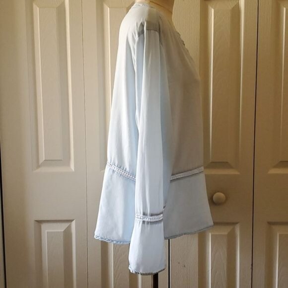 Tunic Blouse V Neck Long Sleeve Baby Blue Time & Tru Women's WOMAN'S Extra Large - Picture 4 of 11